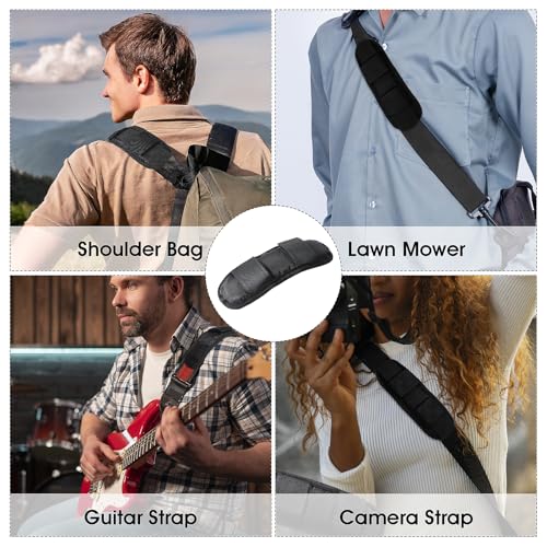 2 Pack Black Shoulder Strap Pad, Extra Thick Shoulder Strap Pad, Removable Luggage Bags Shoulder Strap Pads, Universal Replacement Shoulder Pad, Guitar Strap Pad, Fastener Cushions for Shoulder Bags