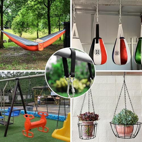 Single Bar Connecting Strap 23cm with Hooks Heavy Duty Multi Functional Extension Belt Indoor Outdoor Swing Accessories Sandbag Rack Home Fitness Training Weight Bag Hanger