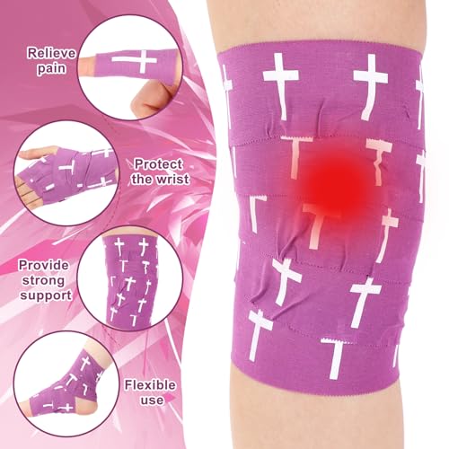 MiniInflat 2 Pcs Christian Cross Athletic Tape Sports Tape 2in x 23ft Religion Jesus Wrist Wrap for Soccer Football Baseball, Gift for Graduation Teacher Nurses Week Pentecost(Purple,Crosses) - color: Purple, style: Cross