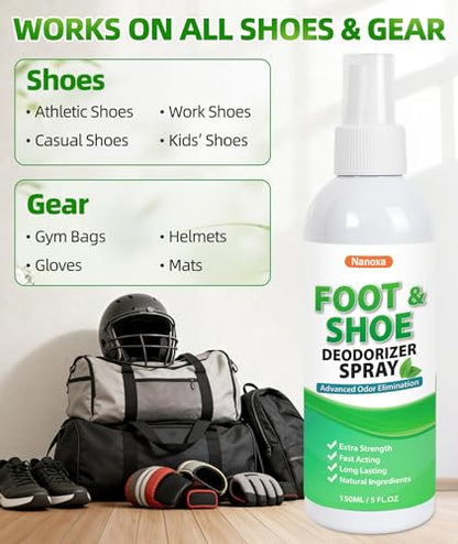Shoe Deodorizer Spray, 5 fl. oz (2 Pack) Foot & Shoe Odor Eliminator | Powerful, Fast-Acting, Long-Lasting Foot Spray for Smelly Feet, Shoe Freshener Spray for Shoes, Gym Bags, Helmets - size: 10 Fl Oz (Pack of 1)