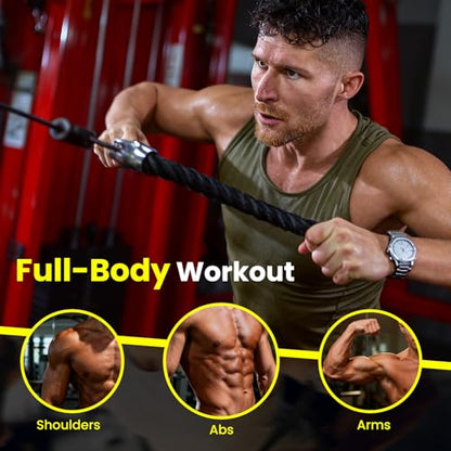 Pulley System for Home Gym, Wall Mount LAT Pull Down Machine Attachment with 3 Handles, for Back, Arm, and Chest Workout