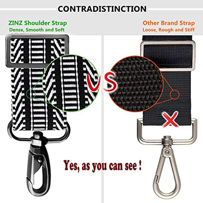 Bag Shoulder Strap, Padded Adjustable Shoulder Strap Replacement - color: Black&white Jacquard, size: 57"
