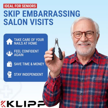 Toenail Clippers for Thick Toenails – KLIPP 15 mm Wide Jaw Thick Fingernail and Toenail Cutter with Curved Stainless-Steel Blades for Seniors (Eagle Beak) - size: Eagle Beak