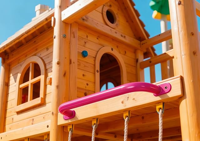17 Inch Pink Playground Handles Indoor Kids Monkey Bars Ladders 6Pcs | Heavy Duty Solid Metal, Vibrant Color Smooth Glossy Powder Coating, Comfy Secure Grips for Playset Swing Set Climbing Frame - color: Pink - 6 Pack