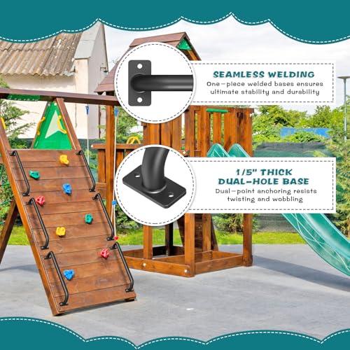 SELEWARE 30" Black Playground Ladder Handle Metal Playset Handles Grab Bars | 500LB 2Pcs Heavy Duty Steel Kids Playground Handles for Indoor/Outdoor Ladder Handrail Swing Set Treehouse Rock Climbing Wall - color: D: 30"-2 Pcs-black