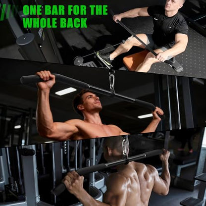 Cable Machine Attachment Set LAT Pulldown Attachments,Cable Machine Accessories for Home Gym Weight Workout Include LAT Pulldown Bar,Double D Bar, Tricep Rope,V Bar - color: Black-7 pcs