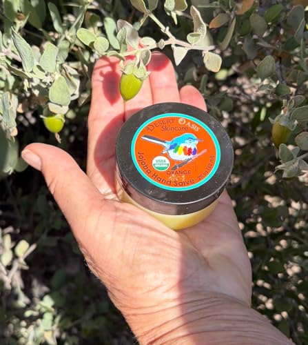 USDA Organic Orange Jojoba Oil Hand Salve for Rich Conditioning (2 oz) | Over 50% Jojoba Oil with Beeswax & Avocado Oil – Rich Conditioning Balm for Dry Hands, Feet & Cuticles 60 g