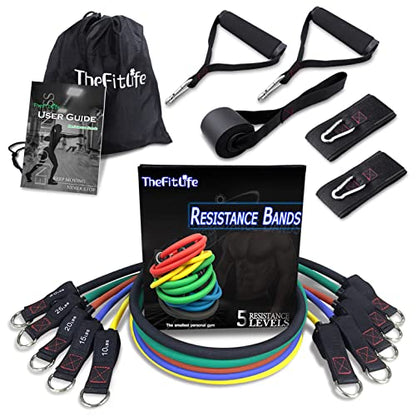 Resistance Bands with Handle Set - for Men and Women, Workout Bands for Strength Exercise, with Handles, Door Anchor & Ankle Straps, for Rehab, Yoga and Fitness