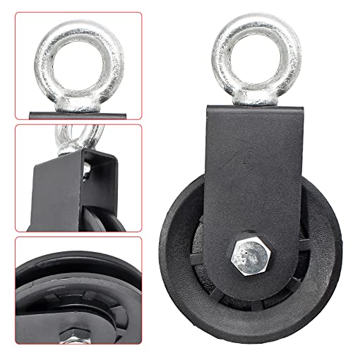 Uenhoy 2 Pack 90mm Cable Pulley Silent 330lbs LAT Gym Attachment | Nylon Wheel & Iron Bearing, 360° Swivel Prevents Tangling, Silent Running, 330lbs Capacity, For Gym Hoist Clothesline - size: 2 Pcs Cable Pulley