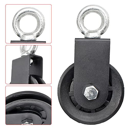 Uenhoy 2 Pack 90mm Cable Pulley Silent 330lbs LAT Gym Attachment | Nylon Wheel & Iron Bearing, 360° Swivel Prevents Tangling, Silent Running, 330lbs Capacity, For Gym Hoist Clothesline - size: 2 Pcs Cable Pulley