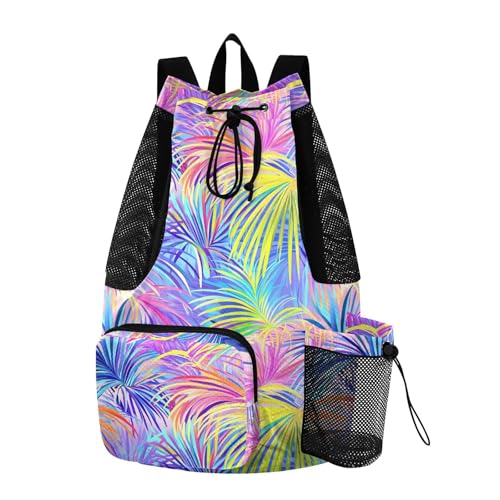 Mens Drawstring Bags Climbing Gym Bag With Pockets Cinch Bags Waterproof Colorful Tropical Plants