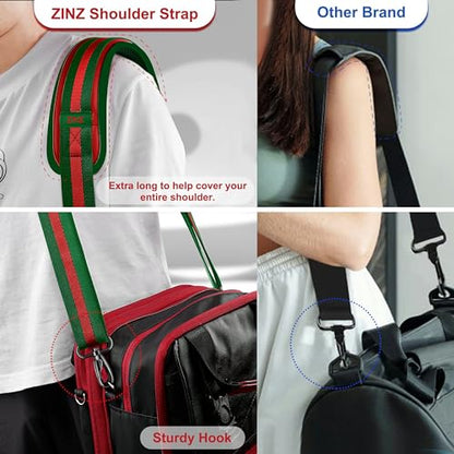 ZINZ Ultra-Thick Fixed Pad Shoulder Strap 76-inch Universal Bag Strap with Breathable Cushion and Dual Balanced Adjustable Buckles for Laptop Bag Luggage Messenger Bag Crossbody etc -Stripe-RG - color: Stripe-rg
