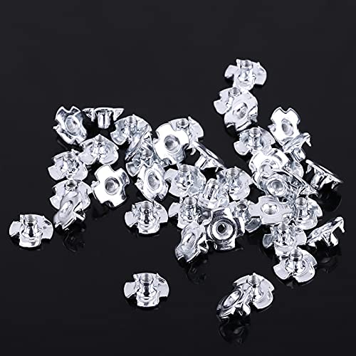 FLEXMAN Four Pronged T Nuts, Zinc Plated Carbon Steel Tee Nut 4 Claw Nut Assortment Kit for Rock Climbing Holds, Furniture, Cabinetry, Woodworking, Silver (M8 (30 Pieces/Package)) - size: M8 (30 pieces/package)