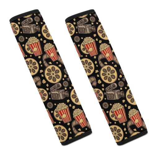 Universal Soft and Comfortable Seat Belt Cover for Adults and Children, Most Cars, 2 Pack Movie Ticket Popcorn Seat Belt Covers Cushion Neck and Shoulder Support - color: Pattern 127