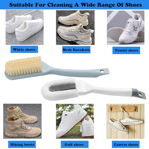 2Pack Shoe Cleaning Brush,Sneaker Shoe Cleaner Brush, Soft Bristle Cleaning Shoes Scrubber,Long Handle Shoe Scrubbing Brush,White Sneaker Cleaner Brush,Shoe Brushes for Cleaning (Blue) - color: Blue
