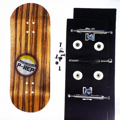 P-REP V2 Pro Performance Complete Wooden Fingerboard kit with Urethane Wheels and Bushings 34mm - Zebra - color: Zebra