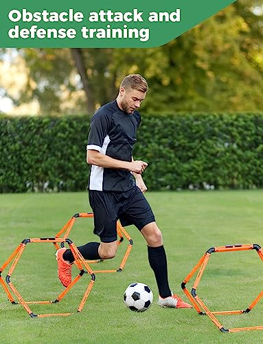 GHB Hex Agility Rings Speed Rings with Carrying Bag 6 Set | Portable Hexagon Rings, Agility Ladder for Agility Footwork Training