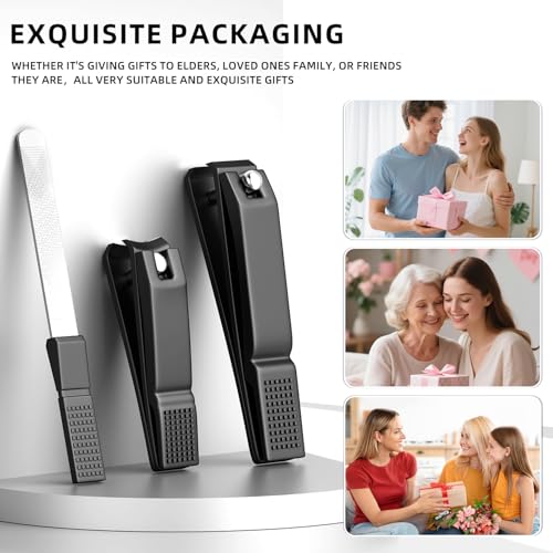 Nail Clippers Set, Ultra Sharp Stainless Steel Fingernail & Toenail Clippers with Nail File, Ergonomic Heavy Duty Nail Cutter Kit with Tin Case, Professional Manicure Grooming Set for Men Women