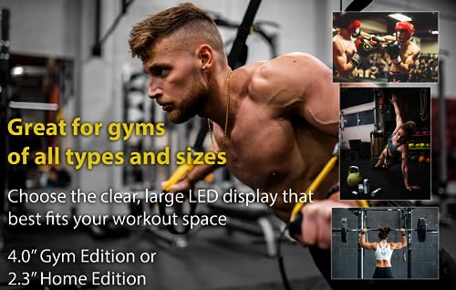 Flex Timer - Gym Edition - Bluetooth App-Controlled Wall Mounted 23" LED Gym Clock with Large 4.0" Digits for Crossfit, Tabata, HIIT, EMOM, MMA, Boxing, Interval Training, Circuits, Workouts