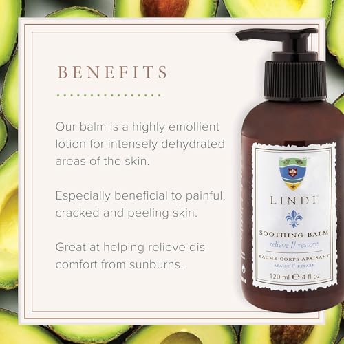 Lindi Skin Soothing Balm - Luxuriously Rich Repair Balm for Cracked Hands, Feet & Hand-Foot Syndrome, No Added Fragrance, Helping Cancer Patients Since 2003, Dermatologist & Allergy Tested, 4 fl oz