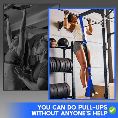 HOXWC Pull Up Assistance Bands, Adjustable Heavy Duty Resistance Band for Pull Up, 3 Pull Up Bands, Comfortable Fabric Feet/Knee Rest, Assistance Bands for Pull-Up, Home Fitness, Body Stretching - color: Blue Pull-Up Bands