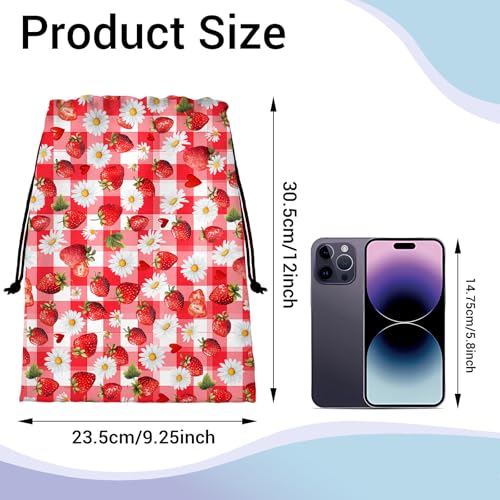 Gymnastics Grip Bag Waterproof Gymnastics Pouch Stawberries Daisy String Bag for Gym - color: Stawberry Red