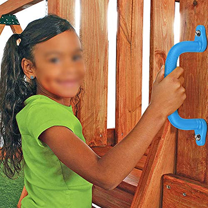 SELEWARE Blue Playground Safety Handles 2Pcs Kids Playground Grab Handles | Non-Slip Durable Plastic Handle Indoor Outdoor Playset Handle for Playhouse, Treehouse, Climbing Frame, Jungle Gym, Swing Set - color: Blue (2 Pack)