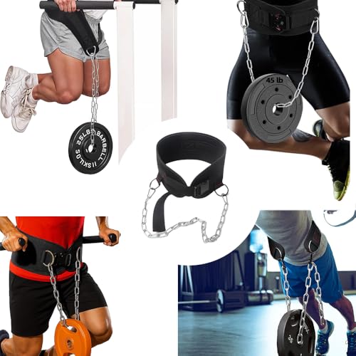 LOOEEL Weightlifting Belt,Adjustable Waist Dip Belt with Chain Strap,Pull Up.Deep Squat Weight-Bearing Straps are Used to Enhance Strength Training and are Suitable for Home and Gym Training.