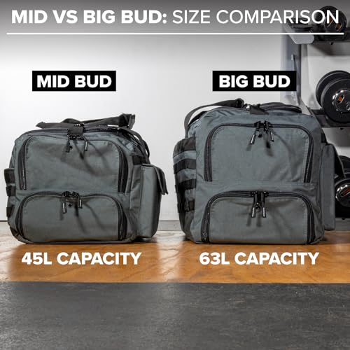 Serious Steel Fitness Gym Bag, 1000D Nylon Duffel Bag, Heavy Duty (Grey - Mid Bud 2.0) - color: Grey, style: Duffel Bag (Mid Bud)