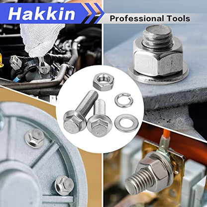 Hakkin 232Pcs Flange Hex Bolts and Nuts Kit M6 M8 M10 Metric Bolt Assortment, 304 Stainless Steel Metric Hex Bolt, M6-1.0 M8-1.25 M10-1.5 Flange Screw Set Nuts and Bolts Assortment Kit - size: 232PCS M6 M8 M10 Flanged Bolts Silver