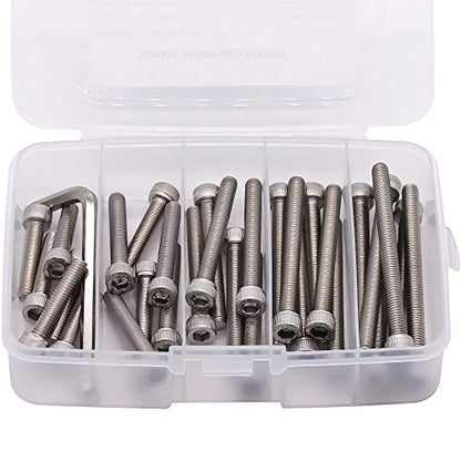 30 PCS M6 x 30mm, 40mm, 50mm, 60mm, 70mm Stainless Steel Socket Head Cap Screws with Free Hex Wrench, Hex Drive Metric Threaded Socket Screws Assortment, 304 Stainless Steel 18-8, Full Thread - size: M6 x 30, 40, 50, 60, 70mm