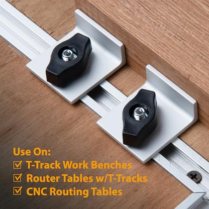 POWERTEC 71821 Bi-Directional Short Stop Kit, T Track Stop Block for T-Track Woodworking, Sanding, and Routing, 4PK - size: T track stop, 4PK