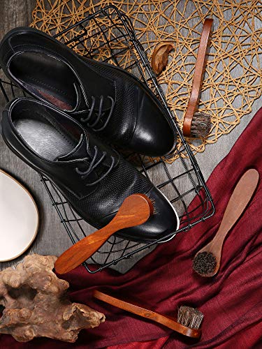Jovitec 3 Pieces Horsehair Polish Applicator Brush Kit Saddle Soap Shoe Shine Brush Leather Boot Clean Dauber Applicators - color: Brown