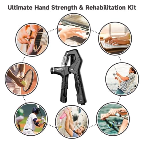 Grip Strengthener Efficient Grip Strength Exerciser | Adjustable Anti-Slip Portable Ergonomic Training Exerciser for Fitness Muscle Building Climbing Travel Gym Strengthening - color: Black
