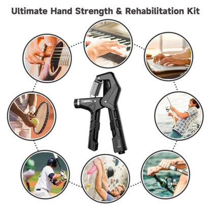 Grip Strengthener Efficient Grip Strength Exerciser | Adjustable Anti-Slip Portable Ergonomic Training Exerciser for Fitness Muscle Building Climbing Travel Gym Strengthening - color: Black