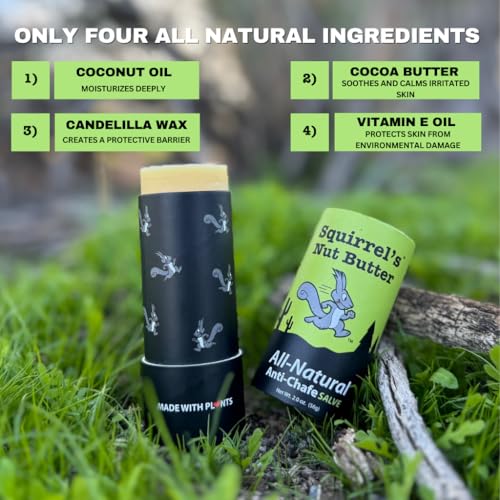 Squirrel's Nut Butter Anti Chafe Composable Tube, Natural & Vegan, 2 oz | Long-lasting anti-chafe protection in eco-friendly compostable tube. Natural, vegan friendly formula for every adventure. - size: 2.0 Ounce
