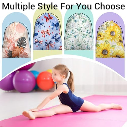 Gymnastics Grip Bag Lightweight Small Drawstring Grip Bags for Gymnasts - color: Bowknot Stars-blue