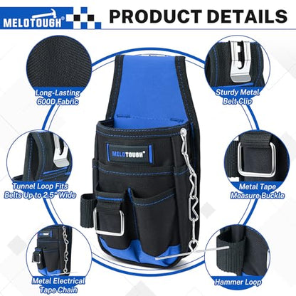 MELOTOUGH Pocket Tool Pouch Tool Belt Pouches with Belt Clip Utility Mini Tool Organizer Pouch for Electrician,Carpenter,Construction,Technician - color: Light Blue