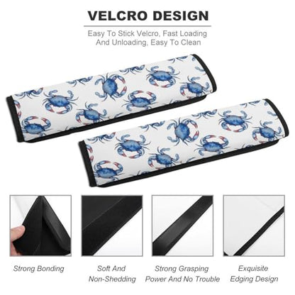 2PCS Soft Padded Car Seat Straps Shoulder Pads for Adult Use, Most Cars, Blue Crabs Shoulder Protector, Shock Absorption - color: Pattern 1044