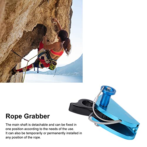 Self Locking Rope Grab, Detachable Main Shaft, Blocking Tooth for Rope Gripping, Strength Magaluma Material, Blue, for Rock Climbing and Engineering Fall