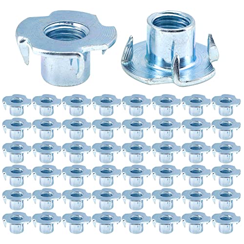 T Nuts M10 50Pcs Threaded Inserts T-Nuts, Zinc-Plated Steel 4 Pronged Tee Nut for Wood, Rock Climbing Holds Cabinetry - size: 50Pcs