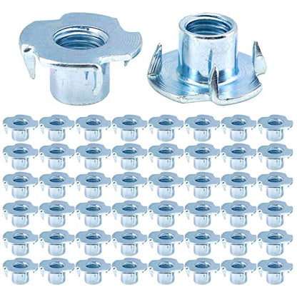 T Nuts M10 50Pcs Threaded Inserts T-Nuts, Zinc-Plated Steel 4 Pronged Tee Nut for Wood, Rock Climbing Holds Cabinetry - size: 50Pcs