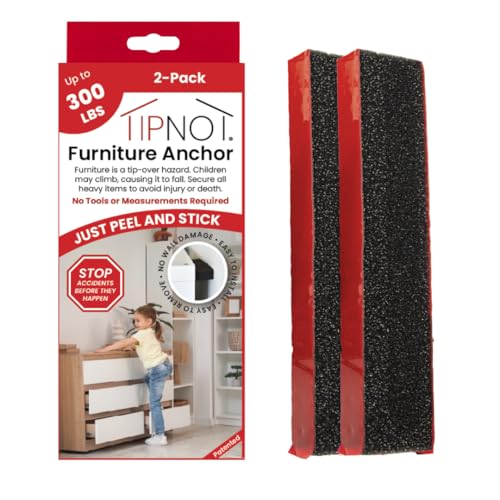Adhesive Furniture Anchor, No-Drill, Aesthetic & Invisible Once Installed, Anti-Tip Furniture Safety Anchor to Childproof and Babyproof Your Home, Holds Up to 300 Pounds, 2-Pack - size: Furniture Anchor