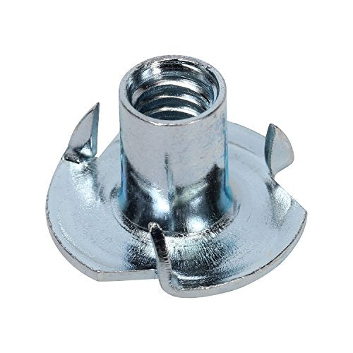 Rok Hardware Three Prong T-Nut Fasteners Holds, 1/4-20 with 5/16" Long Barrel Machine Thread Steel Tee-Nut Rock Climbing (500 Pack) - style: 500 Pack