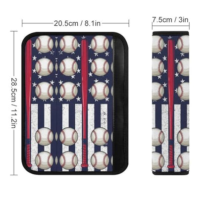 2 Pack Breathable Car Seat Straps Shoulder Pads for Adults and Children, All Vehicles, Baseball American Red Line Flag Harness Pads Strap, Pressure Relief - color: Pattern 461