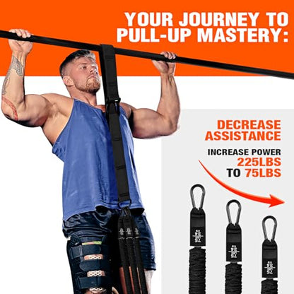 KUTIZE Pull Up Assistance Bands, Pull Up Bar Resistance Bands, Pull Up Bands for Enhanced Strength Training, Muscle Training, 3 Heavy-Duty Adjustable Pull Up Assist Strap & Comfortable Foot Strap - style: Black
