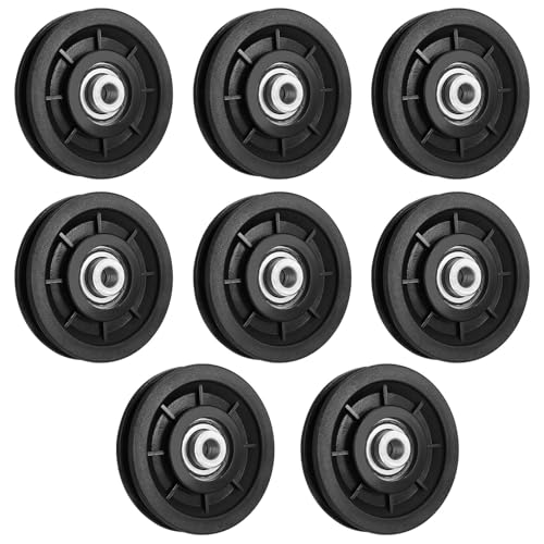 90mm/3.5" Universal Nylon Bearing Pulley Wheel Replace for Gym Equipment Part Cable Merchine, Wearproof Abration Bearing Pulley, Gym Equipment and Garage Door Pulley System(8 PCS)
