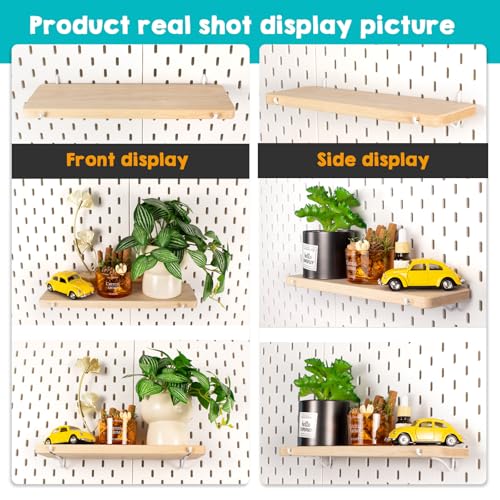 2 Pack Solid Wood Pegboard Shelves ONLY for IKEA Skadis | Natural Hardwood, Pegboard Shelf with Hooks Compatible with IKEA Skadis Pegboard, Pegboard Accessories For Home & Office