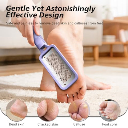 BALUCA Professional Foot File & Callus Remover - Stainless Steel Foot Rasp & Metal Feet Scrubber, Pedicure Tool for Hard Skin & Dead Skin Removal, Cracked Heel Repair for Baby Soft Feet (Purple) - color: Purple