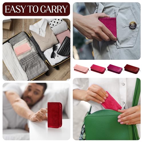Coume 24 Sets Mini Manicure Set Bulk for Women Men Gifts for Coworkers Nail Grooming Kit 8 in 1 Nail Clippers Kit Luxurious Travel Case Stainless Steel Nails Clipper Set(Red Series) - color: Red Series